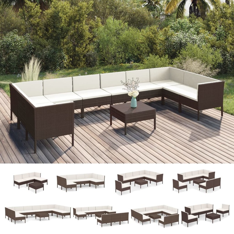 Buy vidaXL Garden Lounge Set 9 Piece Poly Rattan Seat Furniture Brown Multi Models - MyDeal