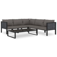 6 Piece Garden Lounge Set with Cushions Poly Rattan Anthracite vidaXL