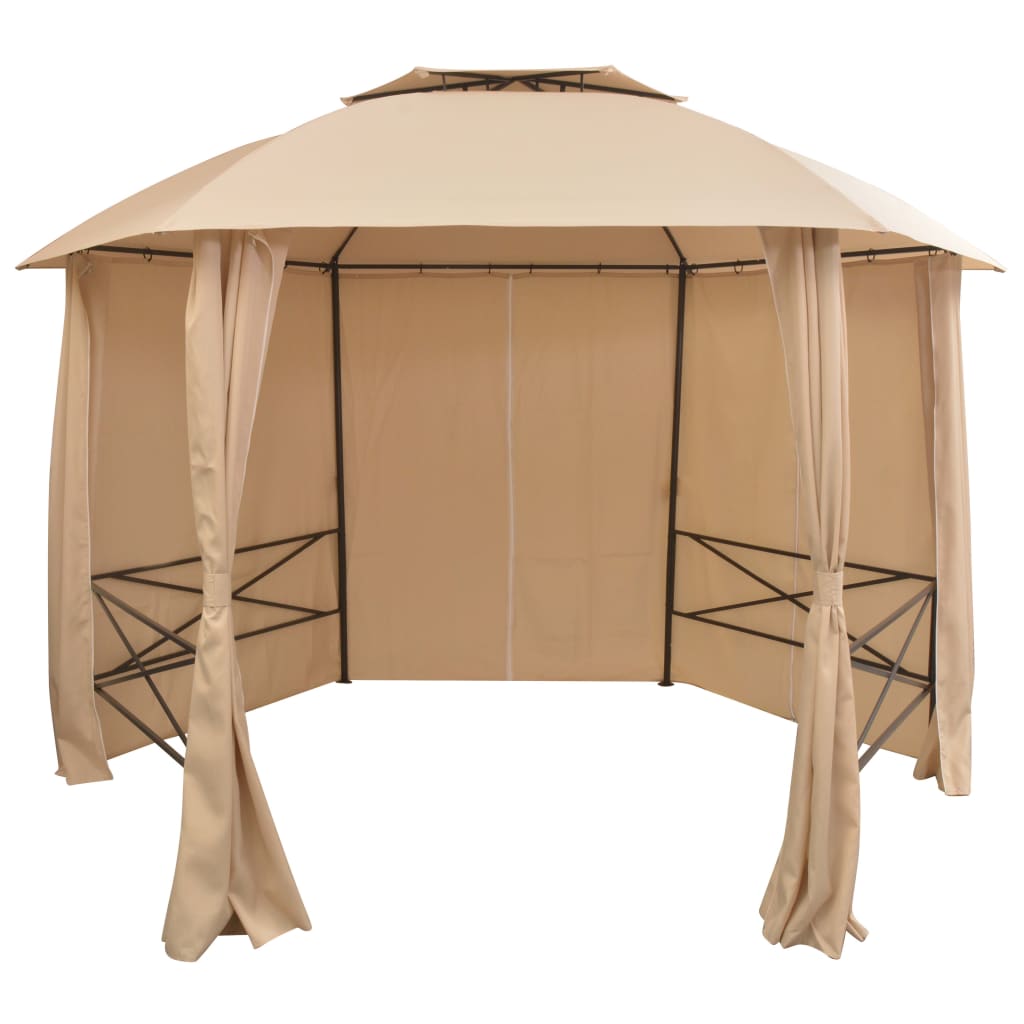 Garden Marquee Pavilion Tent with Curtains Hexagonal 360x265 cm vidaXL