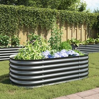 Garden Raised Bed 160x80x44 cm Galvanised Steel Grey vidaXL