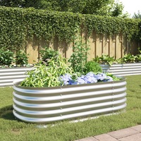 Garden Raised Bed 160x80x44 cm Galvanised Steel Silver vidaXL
