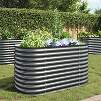 Garden Raised Bed 160x80x81 cm Galvanised Steel Grey vidaXL