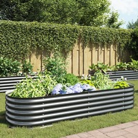 Garden Raised Bed 240x80x44 cm Galvanised Steel Grey vidaXL