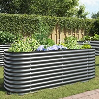 Garden Raised Bed 240x80x81 cm Galvanised Steel Grey vidaXL