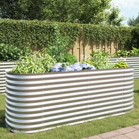 Garden Raised Bed 240x80x81 cm Galvanised Steel Silver vidaXL