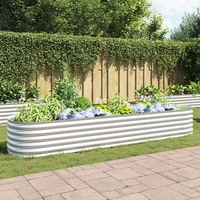 Garden Raised Bed 320x80x44 cm Galvanised Steel Silver vidaXL