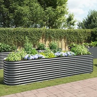 Garden Raised Bed 400x80x81 cm Galvanised Steel Grey vidaXL