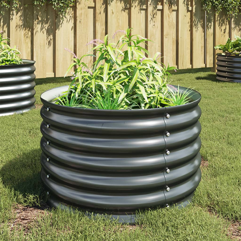 Garden Raised Bed 80x80x44 cm Galvanised Steel Grey vidaXL
