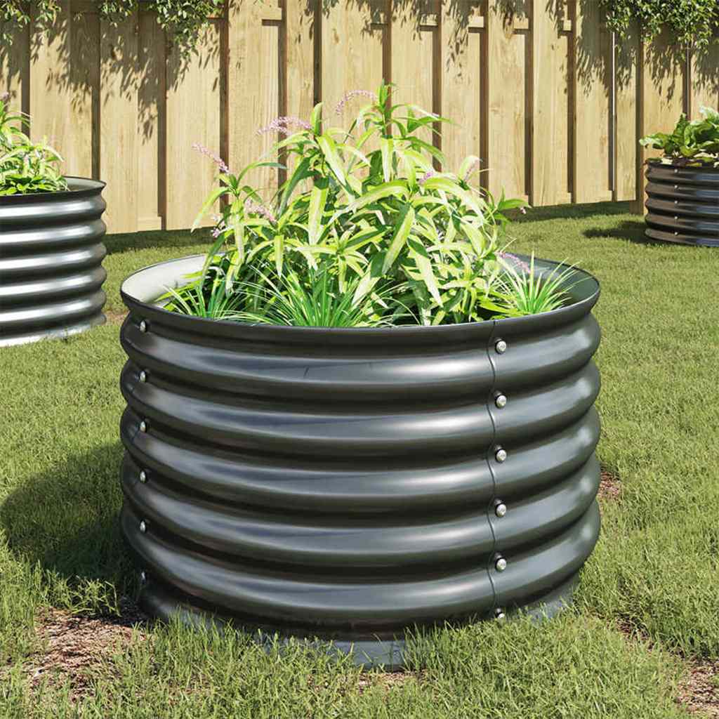 Garden Raised Bed 80x80x44 cm Galvanised Steel Grey vidaXL