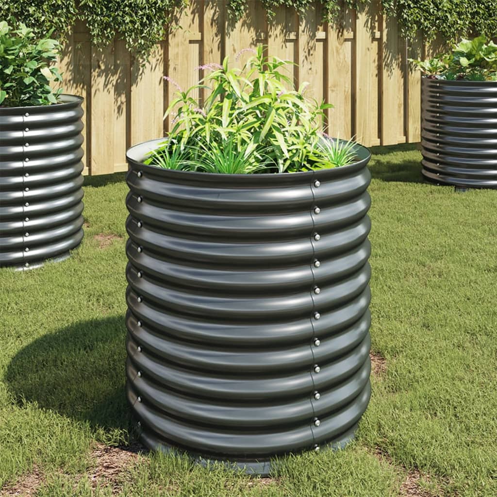 Garden Raised Bed 80x80x81 cm Galvanised Steel Grey vidaXL