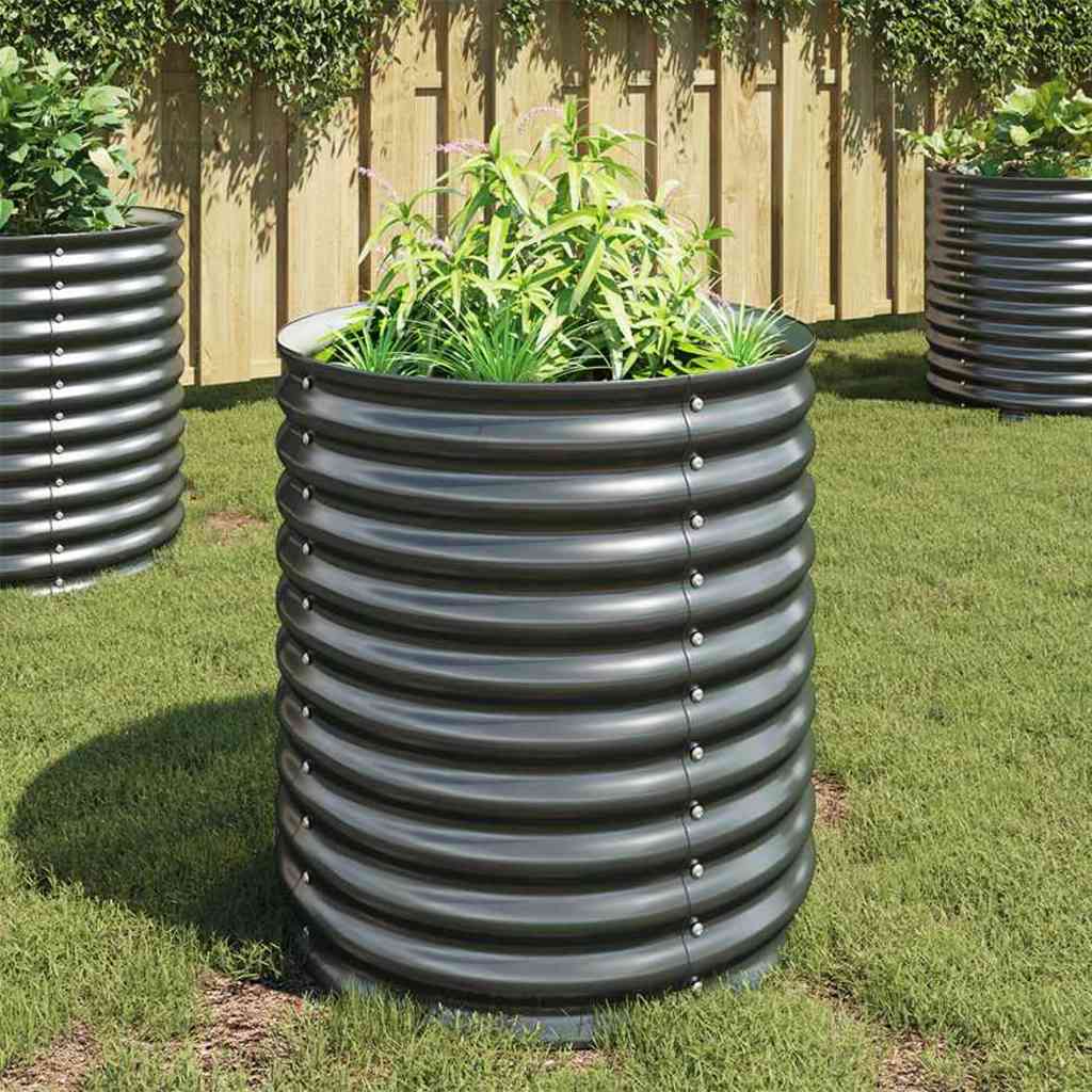 Garden Raised Bed 80x80x81 cm Galvanised Steel Grey vidaXL
