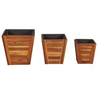 Garden Raised Bed Set 3 Pieces Square Solid Acacia Wood vidaXL