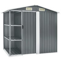 Garden Shed with Rack Grey 205x130x183 cm Iron vidaXL