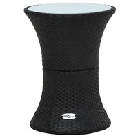 Garden Side Table Drum Shape Black Poly Rattan vidaXL