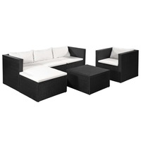 4 Piece Garden Lounge Set Poly Rattan Black and White vidaXL