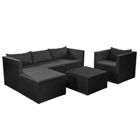 4 Piece Garden Lounge Set Poly Rattan Black and Grey vidaXL