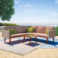 4 Piece Garden Lounge Set with Cushions Poly Rattan Grey vidaXL