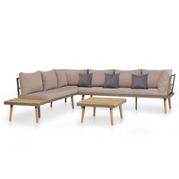 4 Piece Garden Lounge Set with Cushions Solid Acacia Wood Brown vidaXL