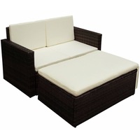 2 Piece Garden Lounge Set with Cushions Poly Rattan Brown vidaXL