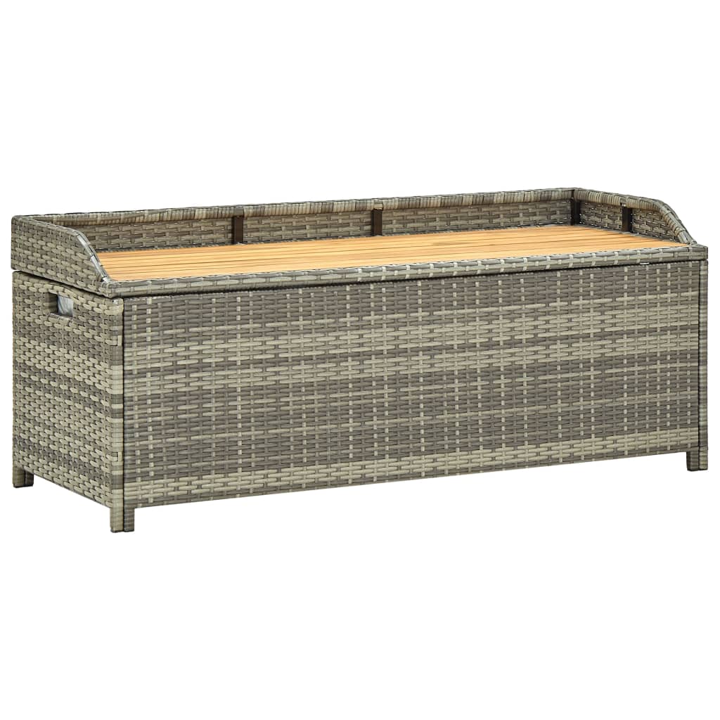 Garden Storage Bench 120 cm Poly Rattan Grey vidaXL