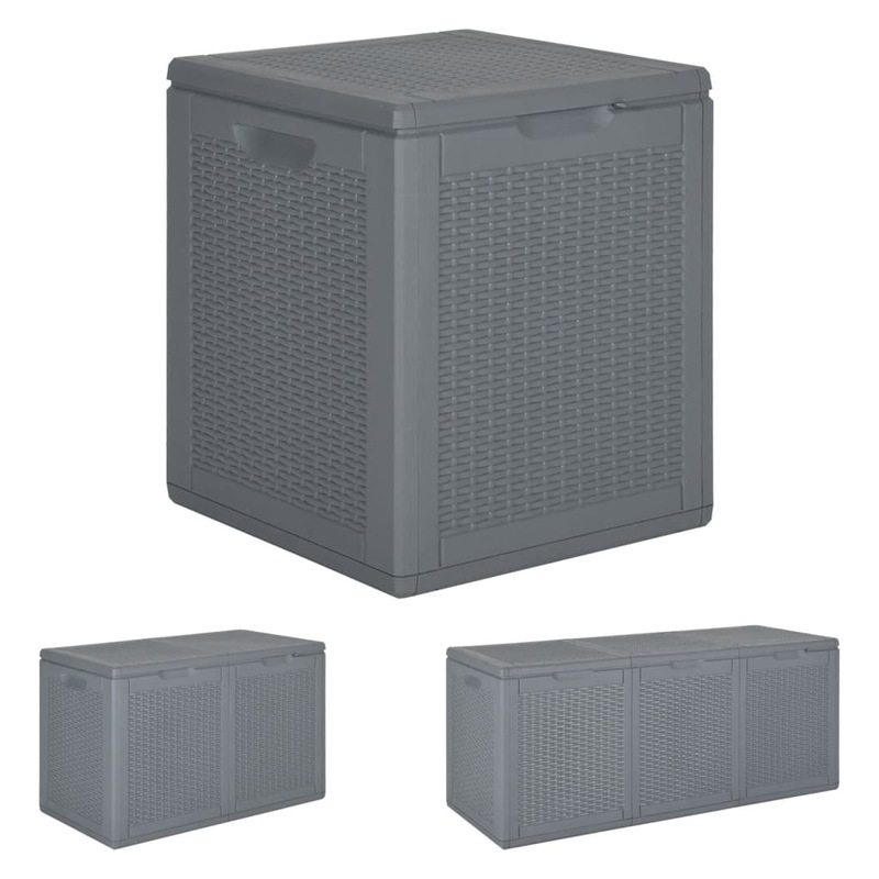 Buy Garden Storage Box Polypropylene Rattan Tool Box Black/Grey 90/180