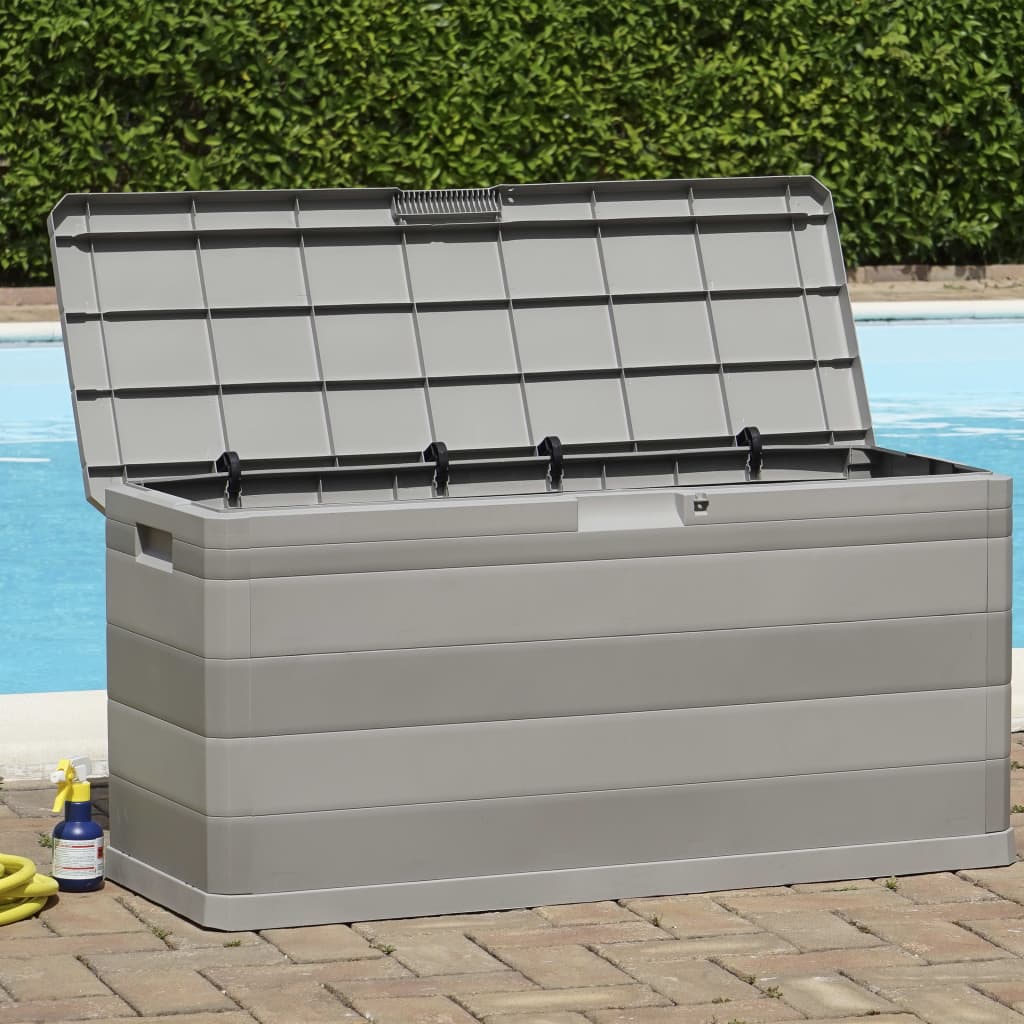 Buy Garden Storage Box Grey 117x45x56 Cm VidaXL MyDeal   Vidaxl Garden Storage Box Grey Plastic Deck Storage Container Patio Furniture 1043181 03 