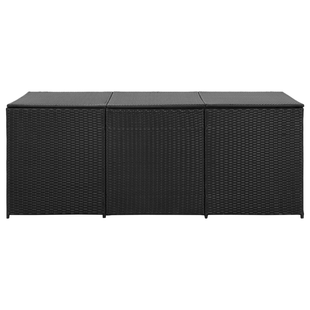 vidaXL Garden Storage Box Poly Rattan Waterproof Black Storage Box