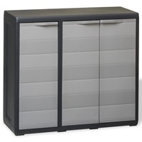 Garden Storage Cabinet with 2 Shelves Black and Grey vidaXL