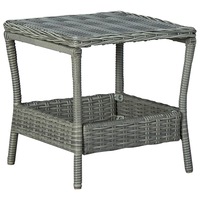 Garden Table Light Grey 45x45x46.5 cm Poly Rattan vidaXL