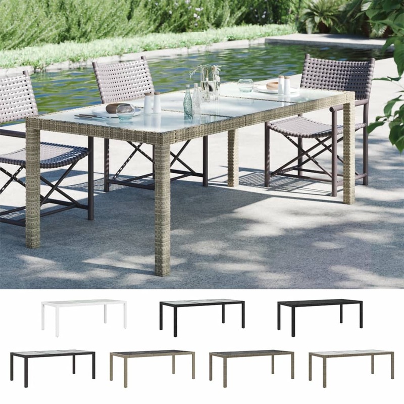 Buy Garden Table Tempered Glass and Poly Rattan Dinner Table Multi