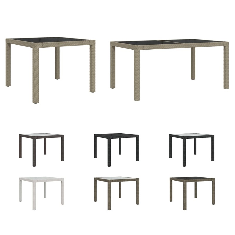 Buy Garden Table Tempered Glass and Poly Rattan Multi Colours 150/90 cm