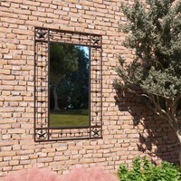 Garden Wall Mirror Rectangular 50x80 cm Black vidaXL