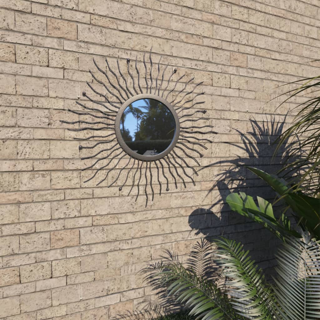 Garden Wall Mirror Sunburst 60 cm Black vidaXL