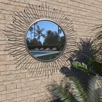 Garden Wall Mirror Sunburst 80 cm Black vidaXL