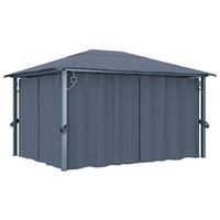 Gazebo with Curtain 400x300 cm Anthracite Aluminium vidaXL
