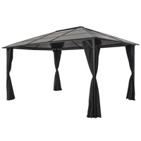 Gazebo with Curtain Aluminium 4x3x2.6 m Black vidaXL