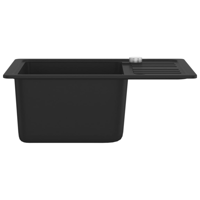 Buy Granite Kitchen Sink Single Basin Black vidaXL MyDeal