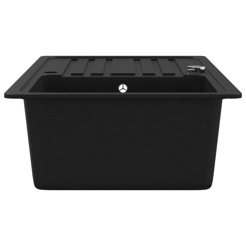 Buy Granite Kitchen Sink Single Basin with Drainer Reversible Black