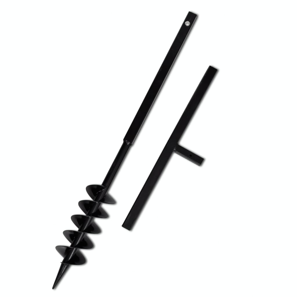 Ground Drill with Handle Auger Bit 100 mm Double Spirals Steel Black vidaXL