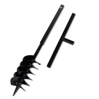 Ground Drill with Handle Auger Bit 150 mm Three Spirals Steel Black vidaXL
