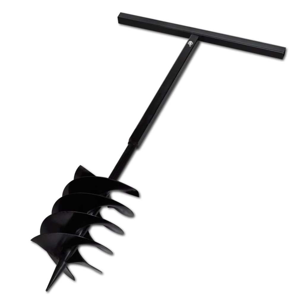 Ground Drill with Handle Auger Bit 200 mm Three Spirals Steel Black vidaXL