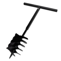 Ground Drill with Handle Auger Bit 200 mm Three Spirals Steel Black vidaXL