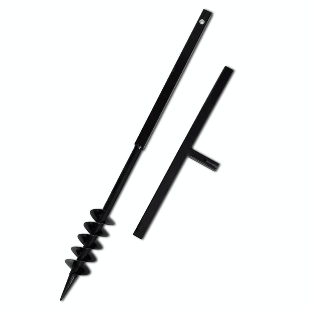 Ground Drill with Handle Auger Bit 80 mm Double Spirals Steel Black vidaXL