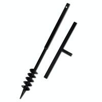 Ground Drill with Handle Auger Bit 80 mm Double Spirals Steel Black vidaXL
