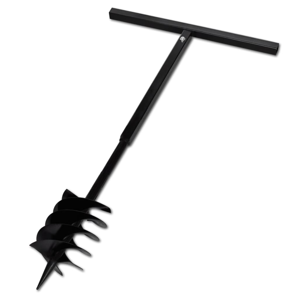 Ground Drill with Handle Auger Bit 180mm 3 Spirals Steel Black vidaXL
