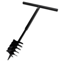 Ground Drill with Handle Auger Bit 180mm 3 Spirals Steel Black vidaXL