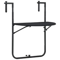 Hanging Balcony Table Black 60x64x83.5 cm Plastic Rattan Look vidaXL