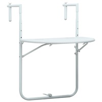 Hanging Balcony Table White 60x64x83.5 cm Plastic Rattan Look vidaXL