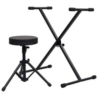 Keyboard Stand and Stool Set Black vidaXL