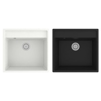 Kitchen Sink with Overflow Hole Granite Bathroom Granite Black/White vidaXL
